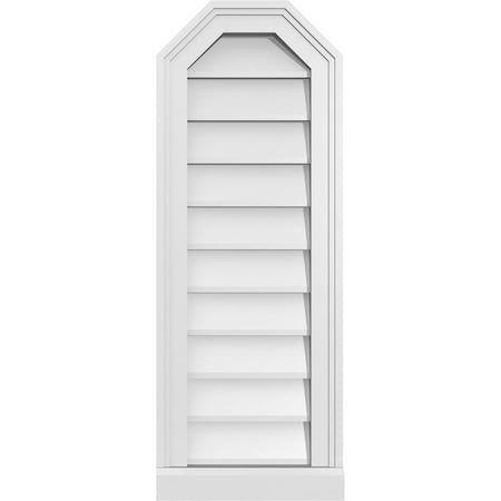 Ekena Millwork Octagonal Top Surface Mount PVC Gable Vent w/ 2"W x 2"P Brickmould Sill Frame, 12"W x 32"H GVPOT12X3203SN